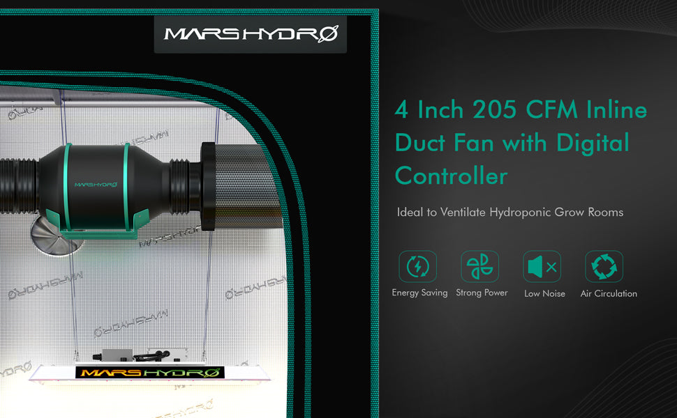 Mars Hydro Inline Kanalvifte 150mm | Digital Termostatkontroll