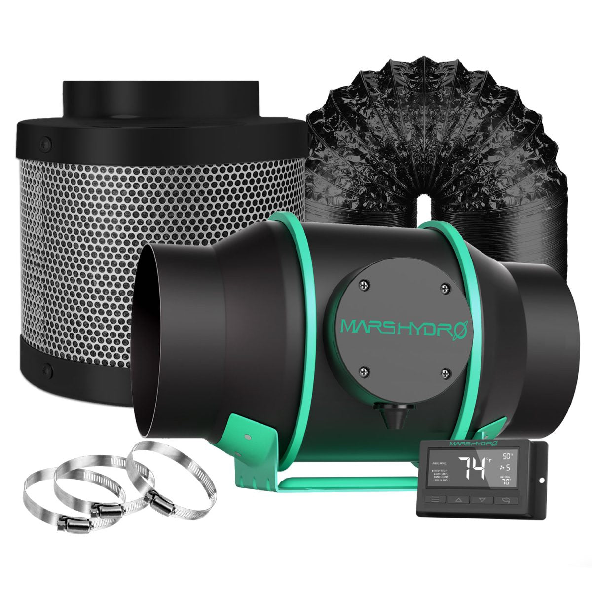 Mars Hydro Kanalvifte 150mm | Karbonfilter | Termostatkontroll