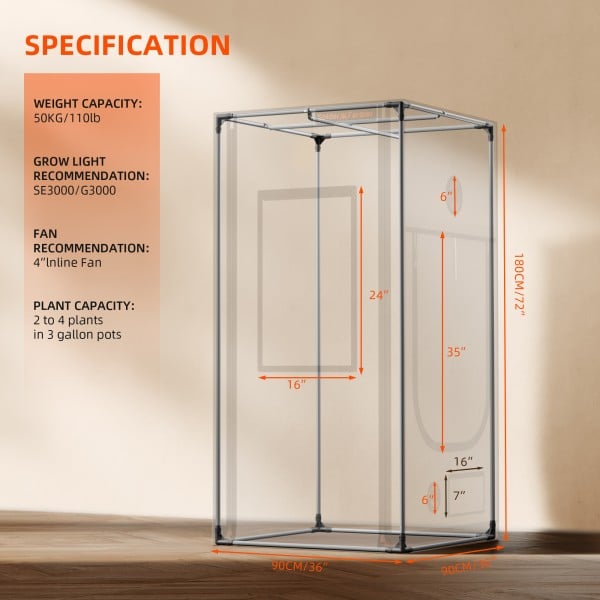 Dyrketelt | 90x90x180 cm | Spider Farmer®