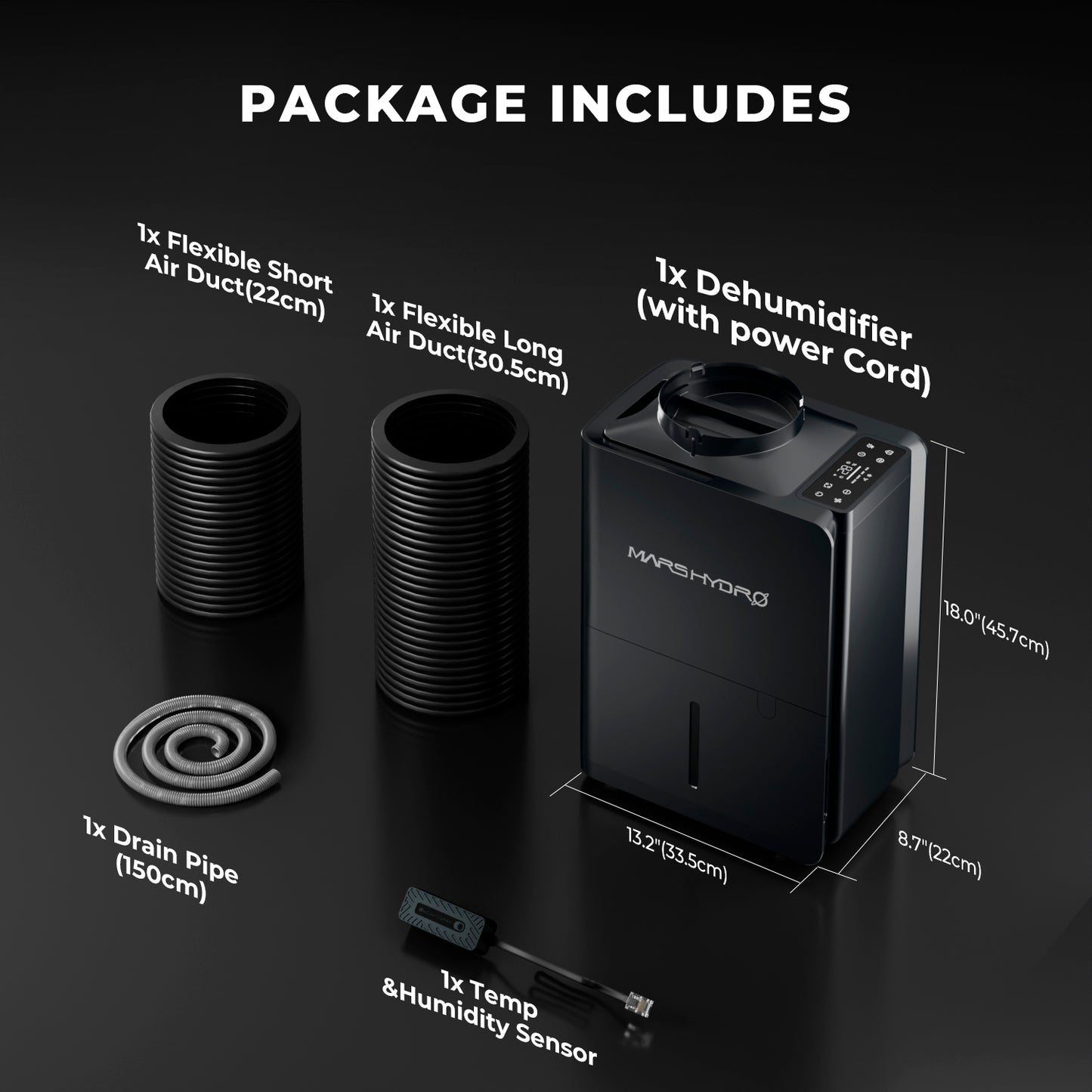 Avfukter | 12L/dag | Mars Hydro | Smart RJ12-kontroll | iControl System-kompatibel