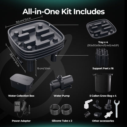 Auto-Drainage System | 4 Brett | Vannpumpe | Dyrkeposer | Mars Hydro