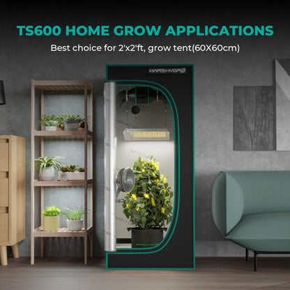 Mars Hydro Vekstlys 100W plantelys for dyrkerom and dyrketelt, energy-efficient LED grow light in black with adjustable settings.