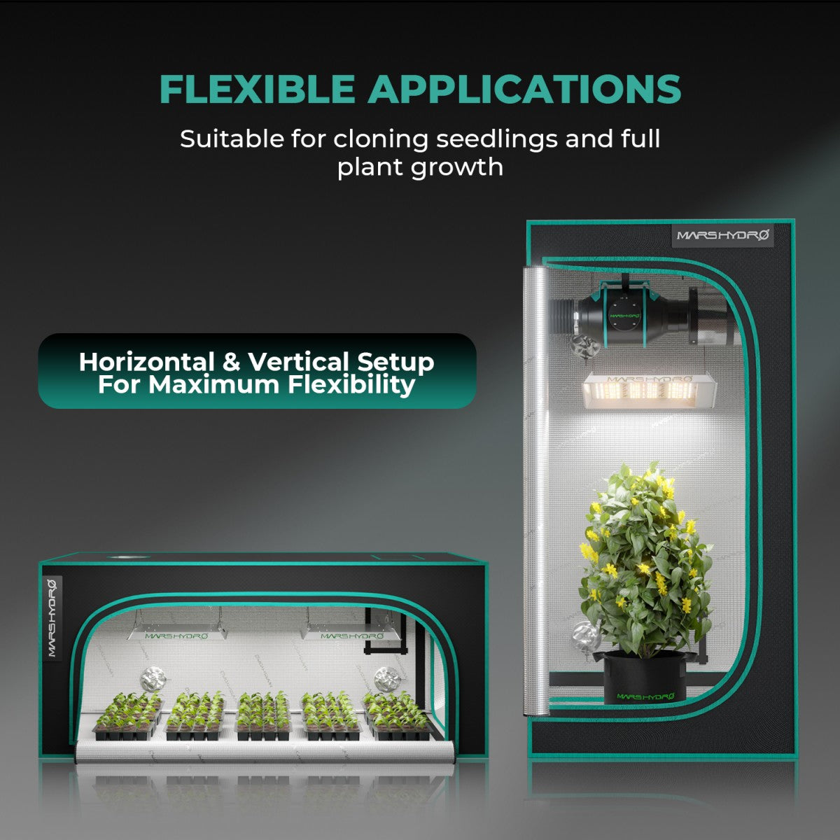 Mars Hydro Vekstlys 100W plantelys for dyrkerom and dyrketelt, ideal for indoor plant growth and cultivation.