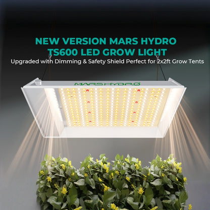 Mars Hydro Vekstlys 100W plantelys for dyrkerom and dyrketelt, showing LED grow light with adjustable panels and sleek design.