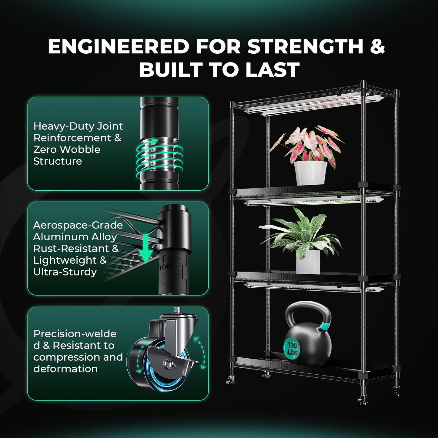 Plantehylle | 4 Hyller | 54W LED | iTime-timer | Mars Hydro