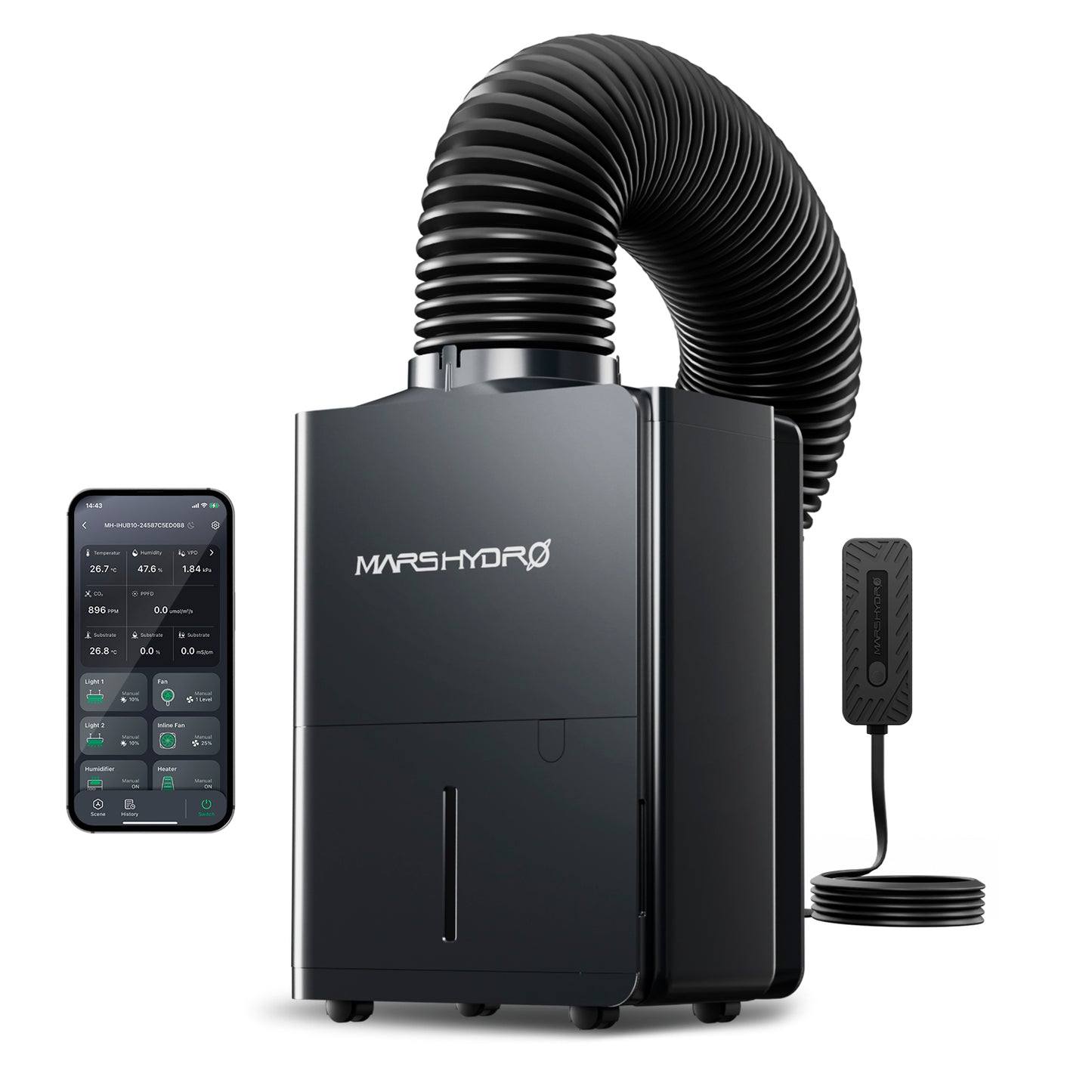 Avfukter | 12L/dag | Mars Hydro | Smart RJ12-kontroll | iControl System-kompatibel