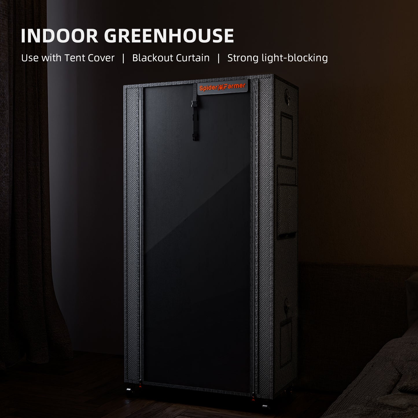 Plantehylle Metall | 4 Hyller | 108W LED | 1680D Telt | Spider Farmer - Nordstrøm Botaniske