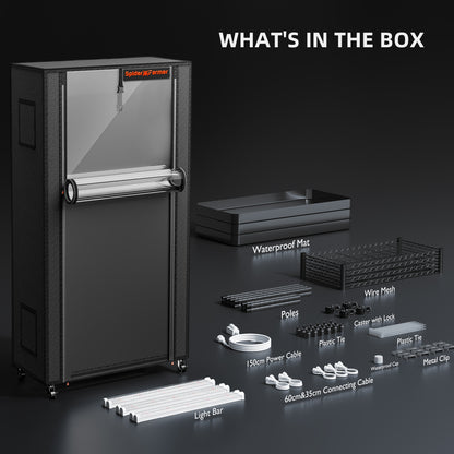 Plantehylle Metall | 4 Hyller | 108W LED | 1680D Telt | Spider Farmer - Nordstrøm Botaniske