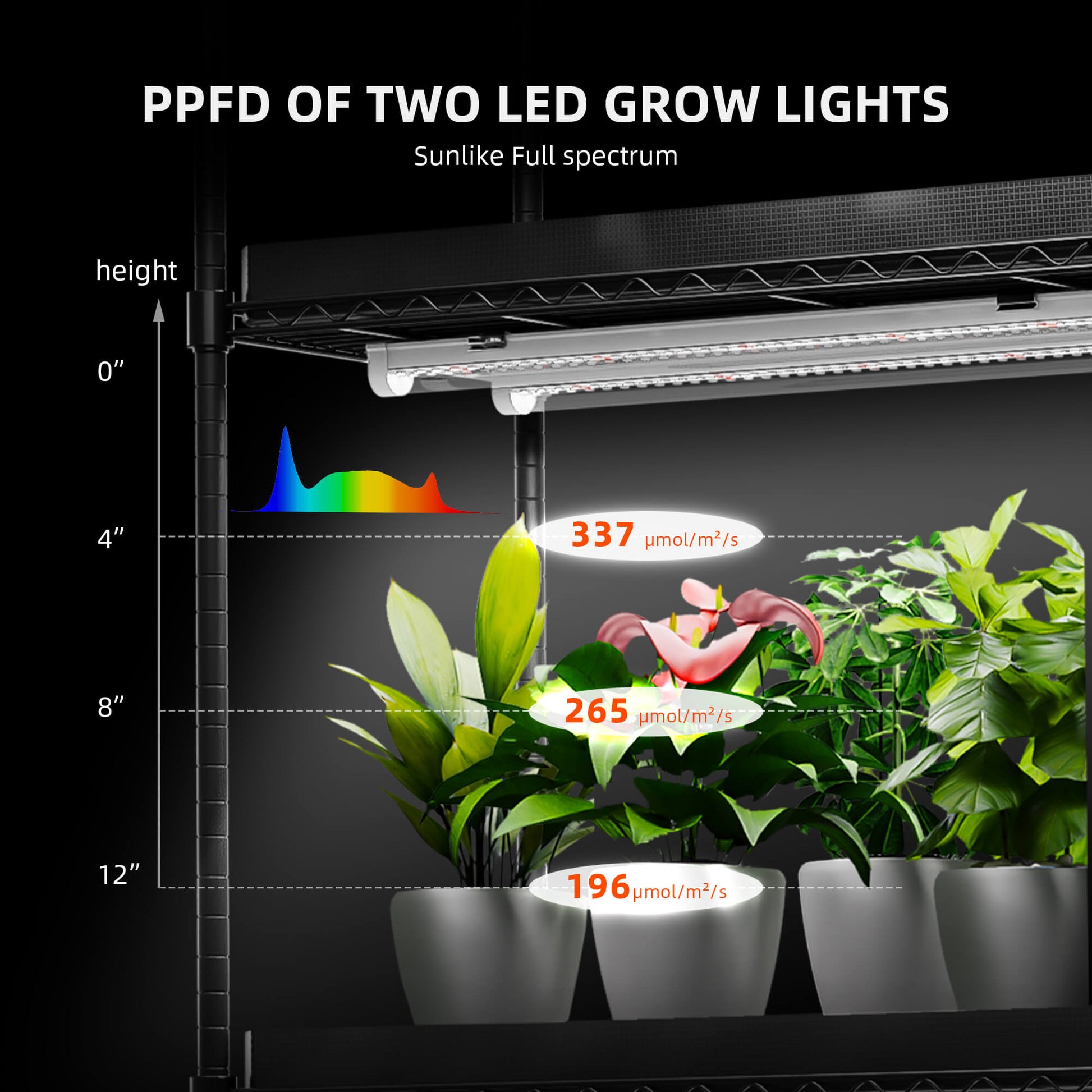 Plantehylle Metall | 4 Hyller | 108W LED | 1680D Telt | Spider Farmer - Nordstrøm Botaniske